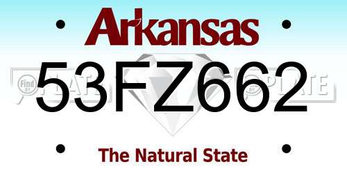 53FZ662 Arkansas License Plate