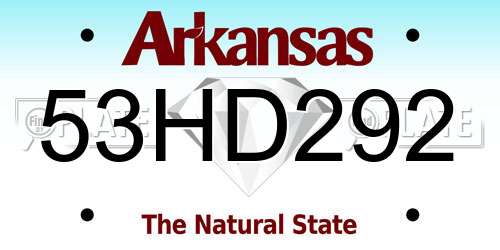 53HD292 Arkansas License Plate