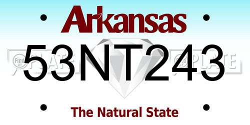 53NT243 Arkansas License Plate