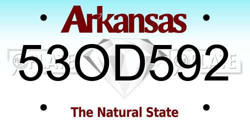 53OD592 Arkansas License Plate