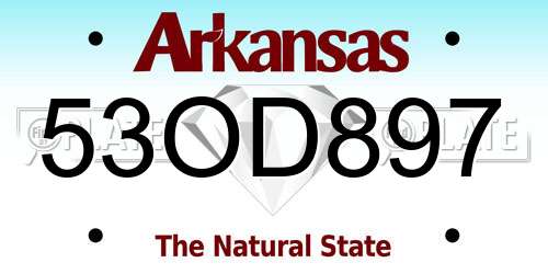 53OD897 Arkansas License Plate