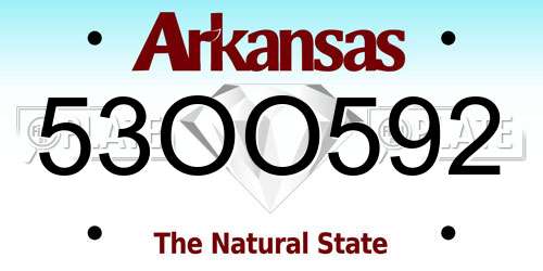 53OO592 Arkansas License Plate