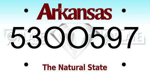 53OO597 Arkansas License Plate