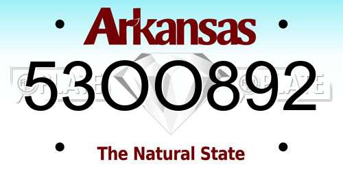 53OO892 Arkansas License Plate