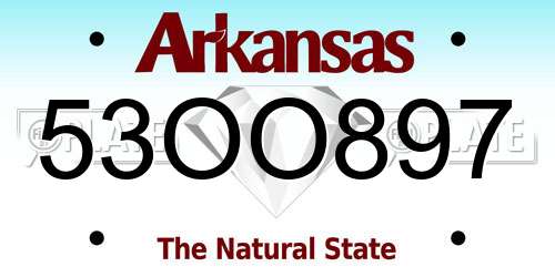53OO897 Arkansas License Plate
