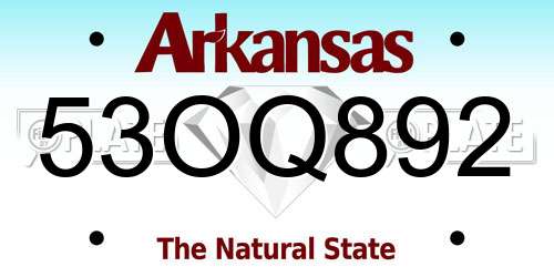 53OQ892 Arkansas License Plate