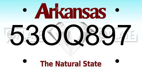 53OQ897 Arkansas License Plate