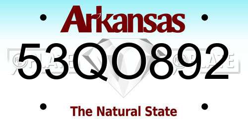 53QO892 Arkansas License Plate