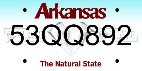 53QQ892 Arkansas License Plate