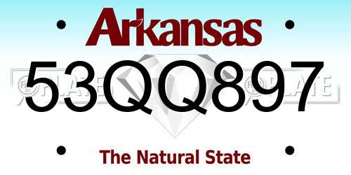 53QQ897 Arkansas License Plate