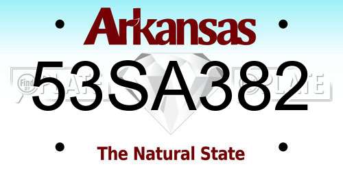 53SA382 Arkansas License Plate