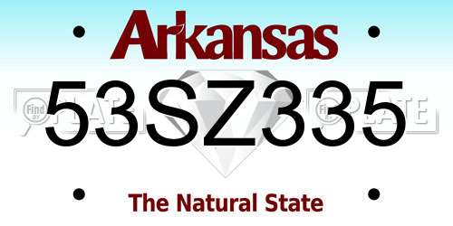 53SZ335 Arkansas License Plate