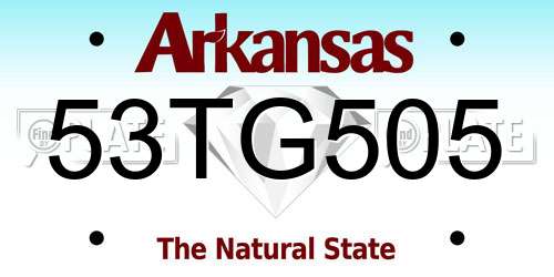 53TG505 Arkansas License Plate