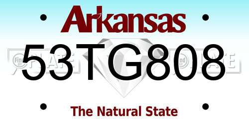 53TG808 Arkansas License Plate