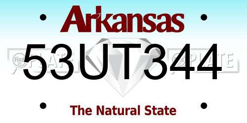 53UT344 Arkansas License Plate