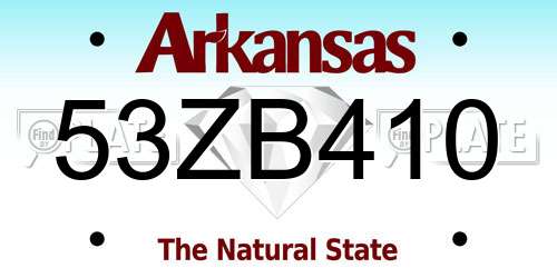 53ZB410 Arkansas License Plate