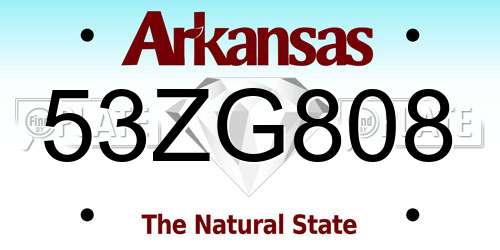 53ZG808 Arkansas License Plate