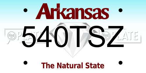 540TSZ Arkansas License Plate