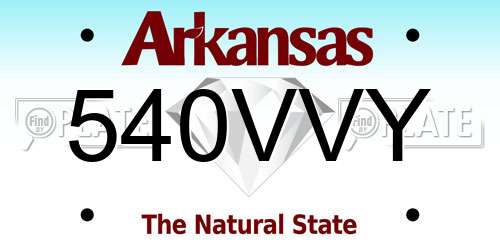 540VVY Arkansas License Plate