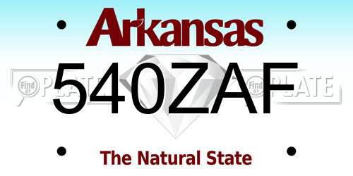 540ZAF Arkansas License Plate