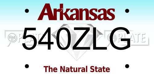 540ZLG Arkansas License Plate