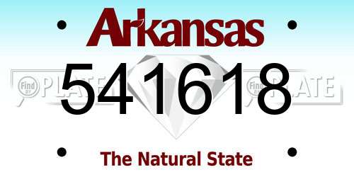 541618 Arkansas License Plate