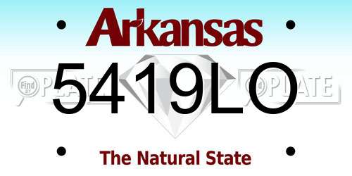 5419LO Arkansas License Plate