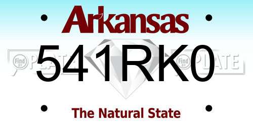 541RK0 Arkansas License Plate