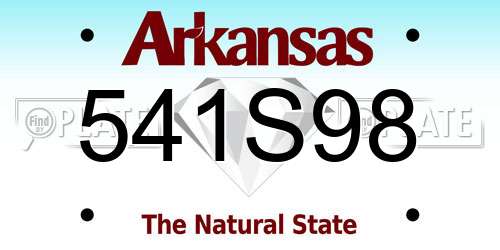 541S98 Arkansas License Plate