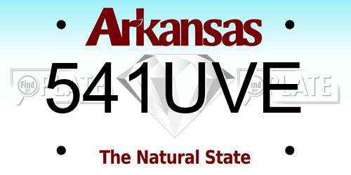 541UVE Arkansas License Plate