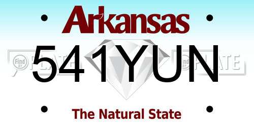 541YUN Arkansas License Plate