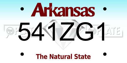 541ZG1 Arkansas License Plate