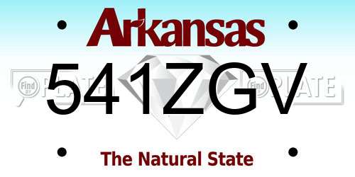 541ZGV Arkansas License Plate
