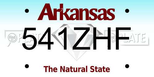 541ZHF Arkansas License Plate