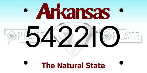 5422IO Arkansas License Plate