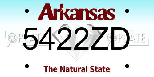5422ZD Arkansas License Plate