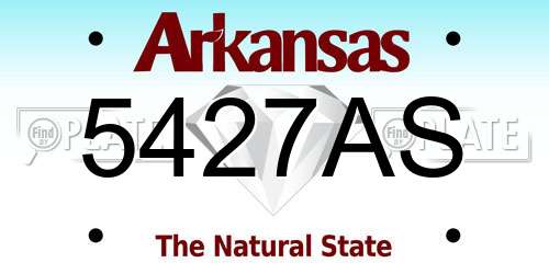 5427AS Arkansas License Plate
