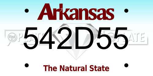 542D55 Arkansas License Plate