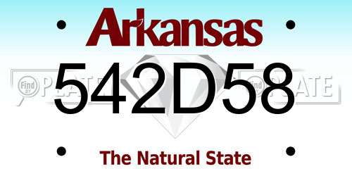 542D58 Arkansas License Plate
