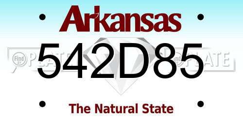 542D85 Arkansas License Plate