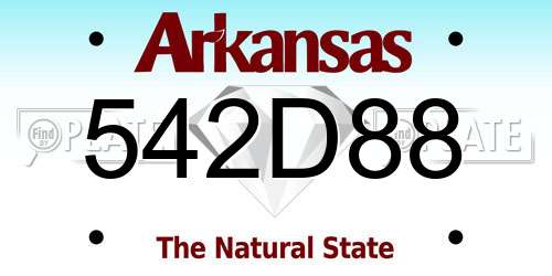 542D88 Arkansas License Plate