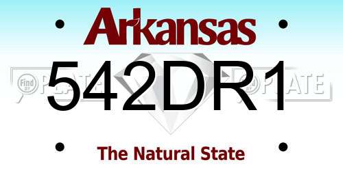 542DR1 Arkansas License Plate
