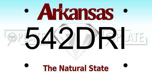 542DRI Arkansas License Plate