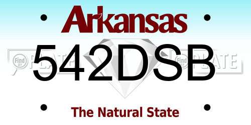 542DSB Arkansas License Plate