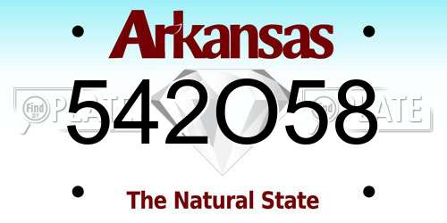 542O58 Arkansas License Plate