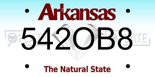 542OB8 Arkansas License Plate