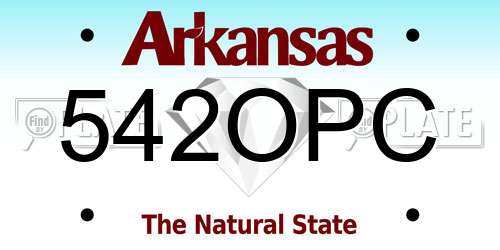 542OPC Arkansas License Plate