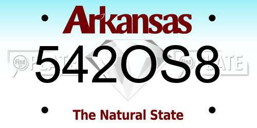 542OS8 Arkansas License Plate