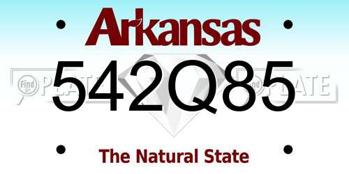 542Q85 Arkansas License Plate