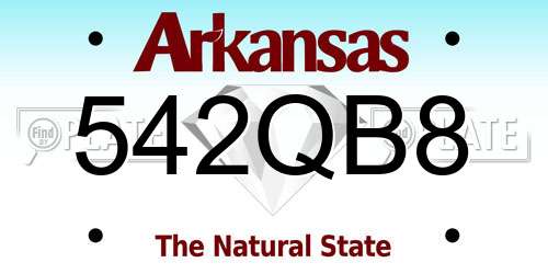 542QB8 Arkansas License Plate